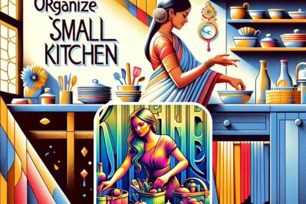 vector_art_of_an_Indian_woman_Organizng_a_small_Kitchen